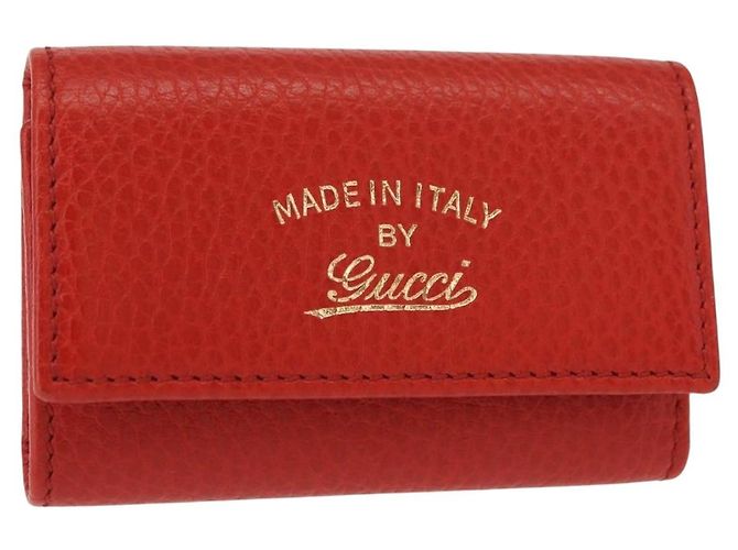 GUCCI Swing Key Case Leather Red 354499 Auth am9441V