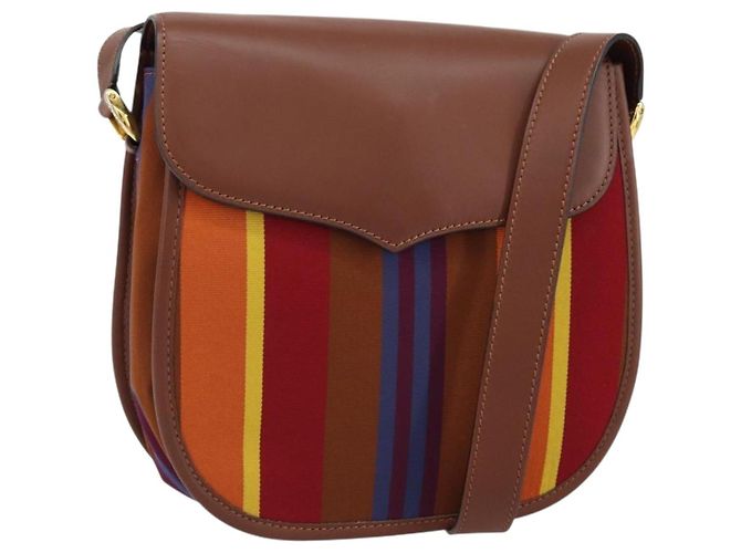 Céline CELINE Shoulder Bag Canvas Multicolor Gold Auth 130839V