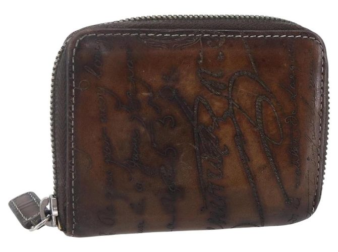 Billetera Berluti de cuero marrón Auth bs30656 Castaño