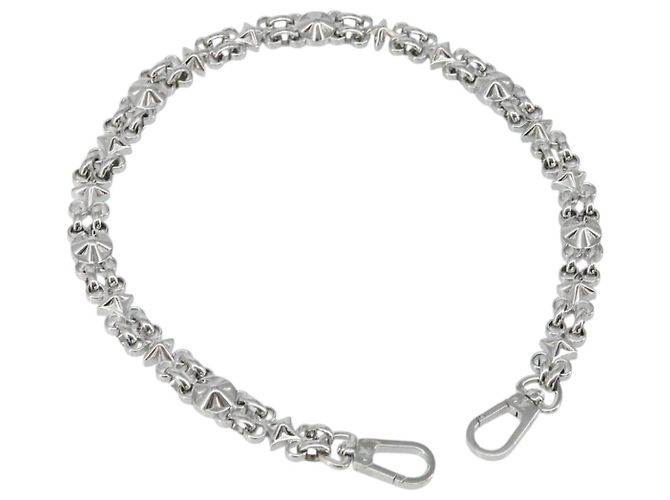 LOUIS VUITTON Chain Shoulder Strap metal 23.6"" Silver LV Auth 150796 Silvery