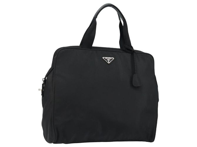 Bolsa Tote Prada em Nylon Preto Prata Auth bs29772
