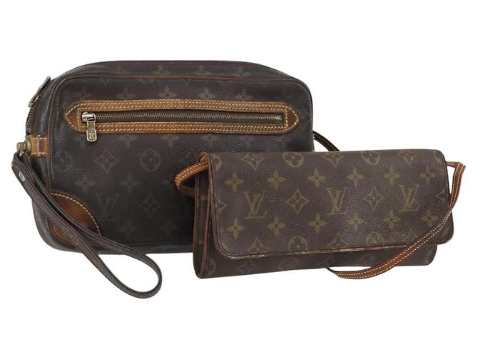 LOUIS VUITTON Monogram Clutch Tasche 2 Set LV Auth BA6919 Monogramm