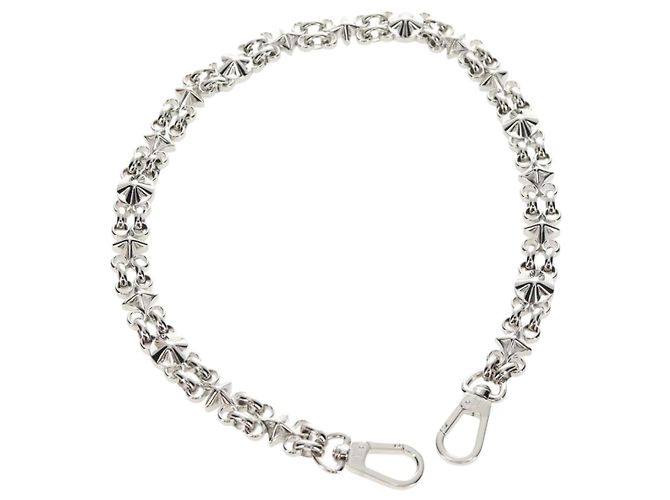 LOUIS VUITTON Chain Shoulder Strap metal 23.6"" Silver LV Auth 150634M Silvery