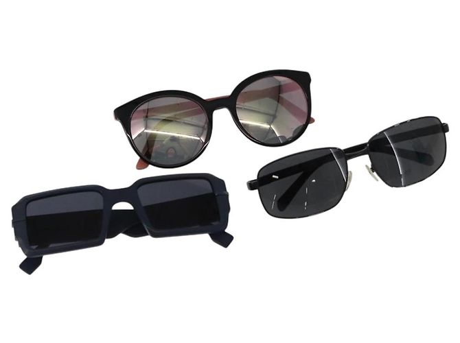 PRADA Fendi Sunglasses plastic 3 Set Pink Black Navy Auth 142082