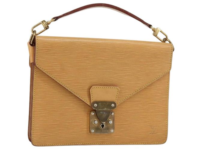 LOUIS VUITTON Bolsa de Mão Epi Biface 2way Bege LV Auth bs30897