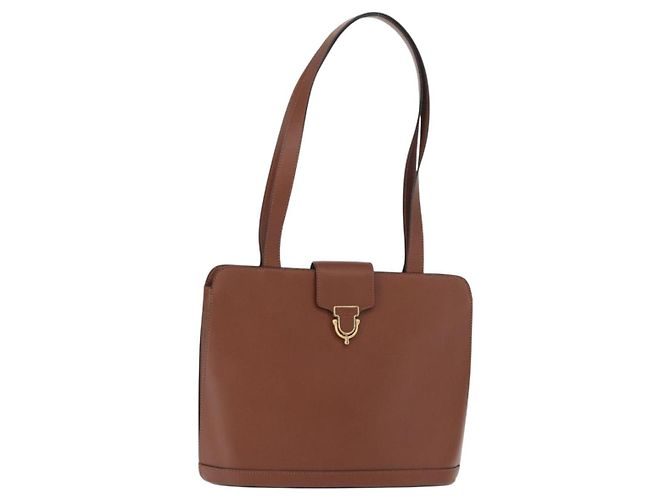 Céline Borsa a Spalla CELINE in Pelle Marrone Oro Auth bs31024 D'oro