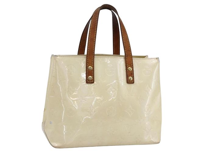 LOUIS VUITTON Sac à main Monogram Vernis Reade PM Perle M91336 LV Auth gh1333