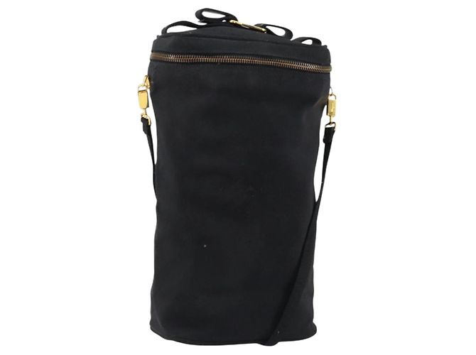 Borsa a spalla Vala in nylon nero e oro Auth 150876 di Salvatore Ferragamo D'oro