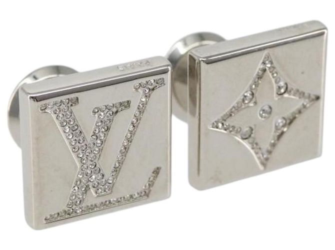 LOUIS VUITTON Gemelli Stratos Cuffs metallo Argento M68252 Auth BA7567