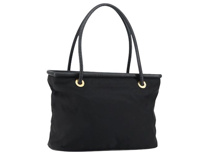 Céline Bolsa Tote CELINE em nylon e couro preto dourado Auth ep11537