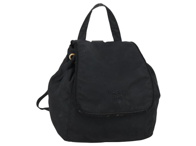 PRADA Backpack Nylon Black Silver Auth bs30542 Silvery