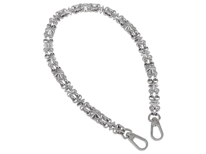 LOUIS VUITTON Chain Shoulder Strap metal 23.6"" Silver LV Auth 150792 Silvery