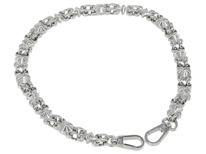 LOUIS VUITTON Chain Shoulder Strap metal 22"" Silver LV Auth 150794 Silvery