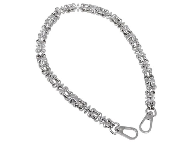 LOUIS VUITTON Chain Shoulder Strap metal 23.6"" Silver LV Auth 150638 Silvery