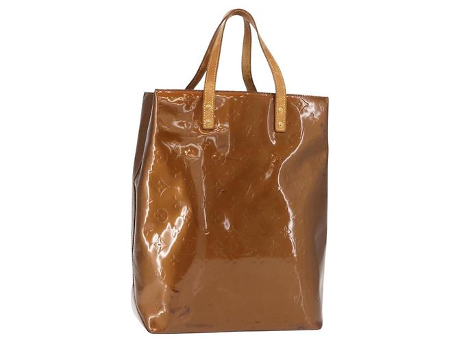 LOUIS VUITTON Monogram Vernis Reade MM Bolsa de Mão Bronze M91143 LV Auth 150433