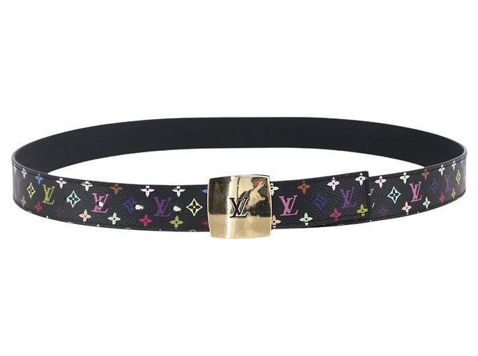 LOUIS VUITTON Multicolor Gürtel Schwarz LV Auth 152435