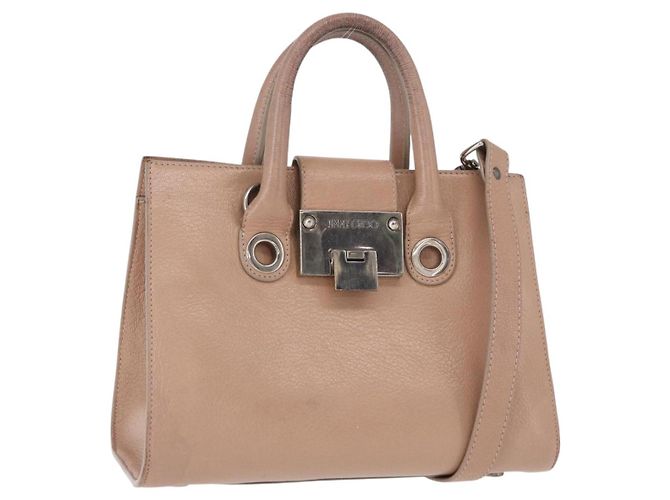 Jimmy Choo Handtasche Leder 2-Wege Rosa Silber Auth bs30826 Pink
