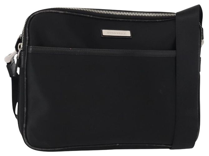 Borsa a Spalla in Nylon Nera e Argento Autentica BURBERRY ka086 Nero