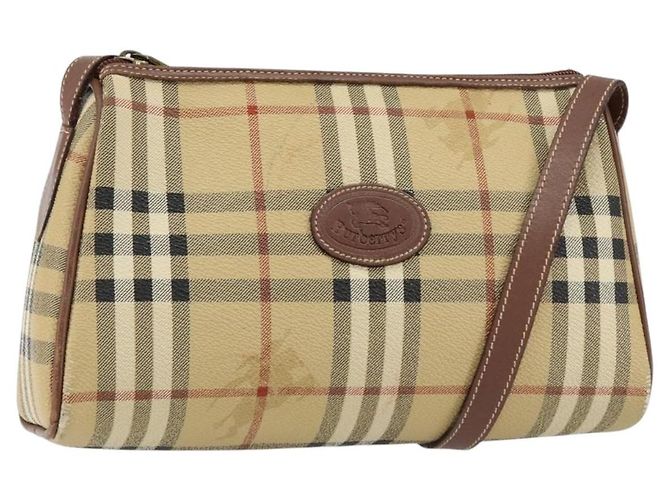 Autre Marque Borsa a Spalla Burberrys Nova Check PVC Beige Oro Auth ka004 D'oro