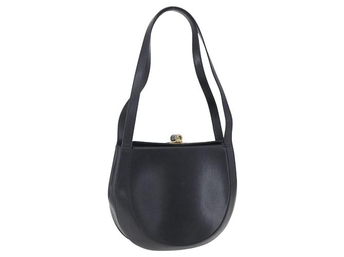 Bolso de Hombro Salvatore Ferragamo de Cuero Negro y Oro Auth bs31188 Dorado