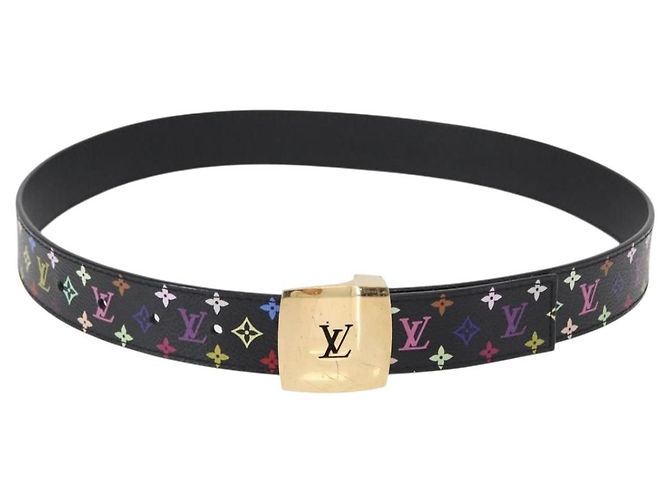 LOUIS VUITTON Multicolor Care Gürtel 70-80 Schwarz M9271 Auth LV am9640
