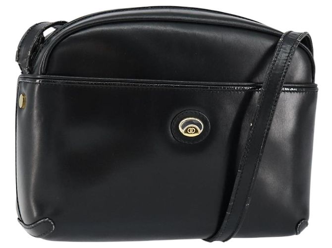 Bolsa de Ombro de Couro Preta e Dourada Auth BA7973 da GUCCI Preto Dourado