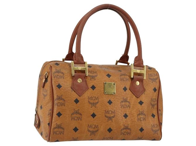 Borsa MCM Logogram Vicetos in pelle PVC marrone e oro Auth BA7689 D'oro