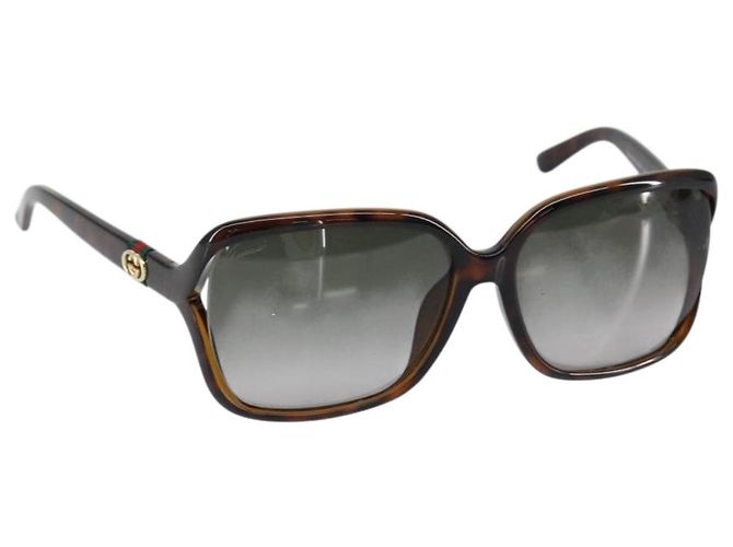 Gafas de sol de plástico marrón de la línea Sherry de GUCCI Auth 148978 Castaño