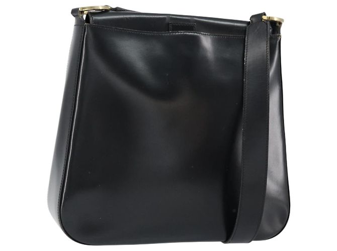 Borsa a Spalla Christian Dior in Pelle Nera Oro Auth 152185 Nero D'oro