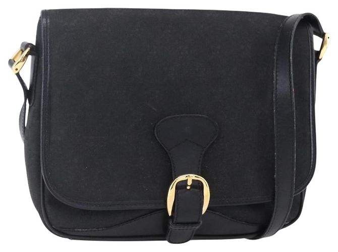 Borsa a Spalla GG Canvas Gucci Nera Oro Auth 152003 Nero D'oro
