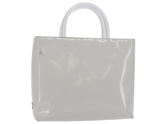 PRADA Sac à main Émail Gris Auth 148279 Marron