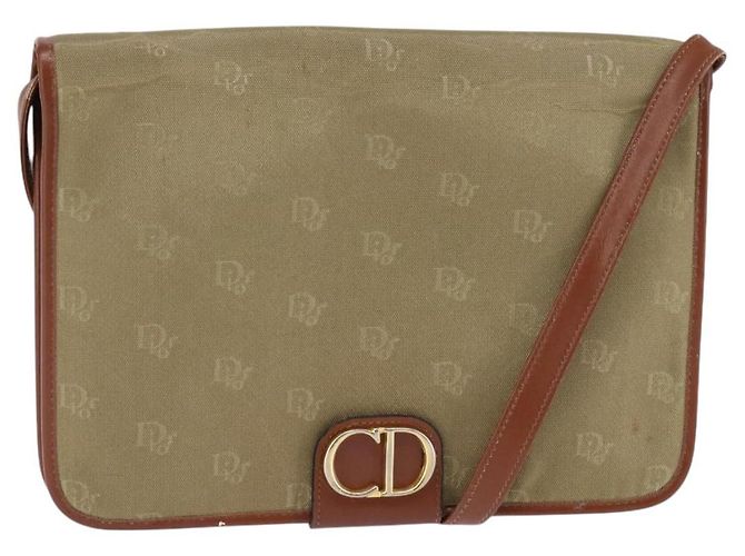Borsa a Spalla Christian Dior Nylon Beige Oro Auth 147658 D'oro
