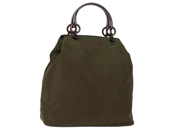 PRADA Tote Bag Nylon Khaki Auth bs30124
