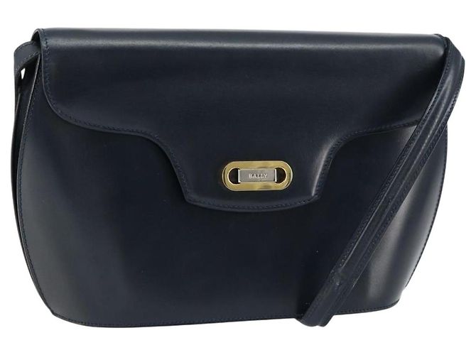 Bally Borsa a Spalla in Pelle Blu Navy Oro Auth BA7814 D'oro
