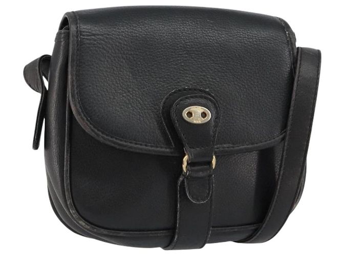 Céline Borsa a Spalla in Pelle Nera e Oro Auth BA8003 Nero D'oro