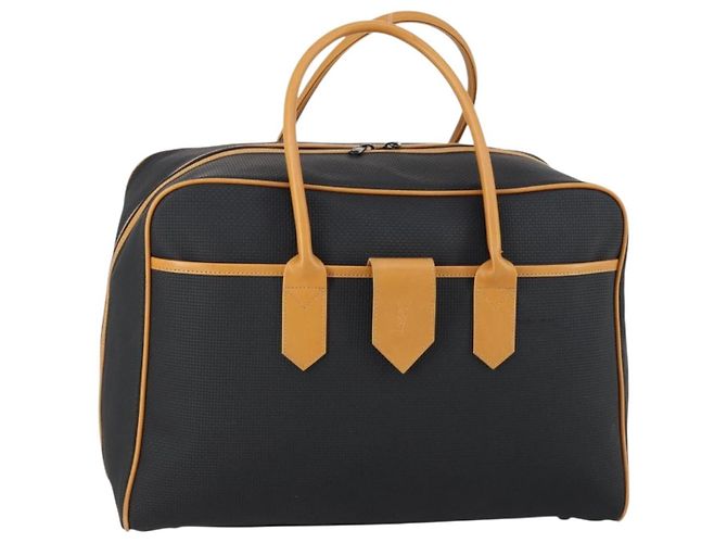 Saint Laurent Borsa Boston Cassandra in PVC nero marrone oro Auth ep11750 D'oro