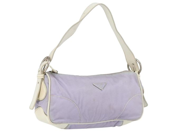 PRADA Shoulder Bag Nylon Purple Silver Auth BA7767 Silvery