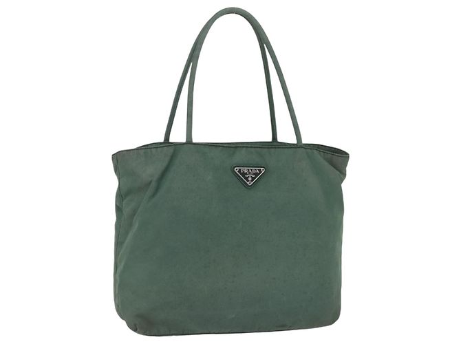 PRADA Tote Bag aus Nylon Khaki Silber authentisch bs31174