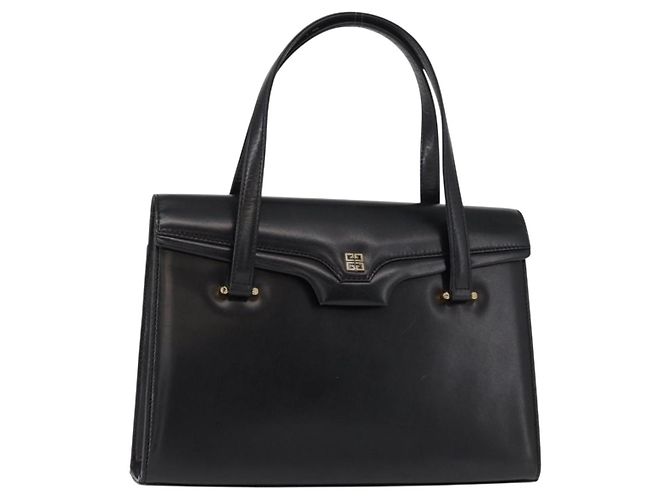 Borsa a mano GIVENCHY in pelle nera e oro Auth bs31048 Nero D'oro