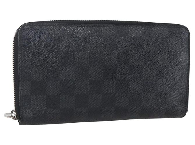 Lange Zippy Organizer Geldbörse Damier Graphite LOUIS VUITTON N63077 Authentisch bs31258 Damier ebene