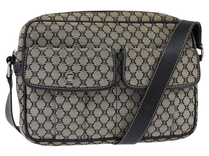 Céline Borsa a Spalla in Tela Macadam CELINE Navy Oro Auth ep11305 D'oro Blu navy