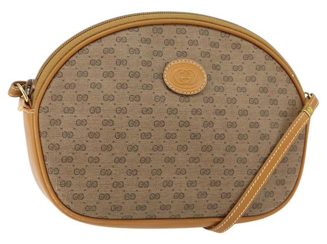 Gucci Bolsa Micro GG Supreme em couro PVC marrom e dourado 007 084 0094 Auth BA7247