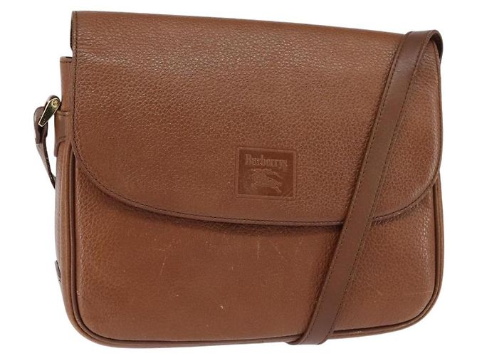 Autre Marque Bolsa de ombro em couro marrom com estampa Nova Check da Burberrys, dourada, Auth bs30445 Dourado