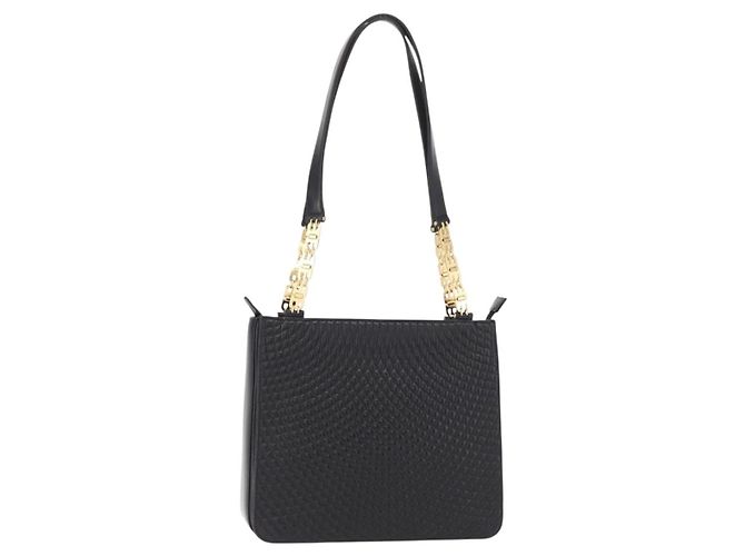 BALLY Borsa a Spalla Trapuntata in Pelle Nera e Oro Auth 153353 Nero D'oro