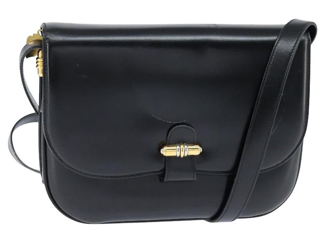 Borsa a Spalla in Pelle Nera e Oro GUCCI 001 406 0621 Auth BA7466 Nero D'oro