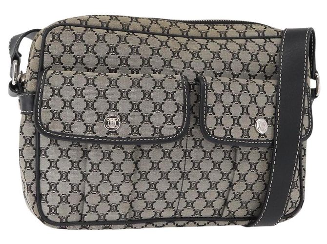 Céline CELINE Macadam Canvas Shoulder Bag Gray Silver Auth ep11913 Brown Silvery