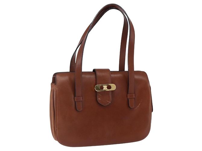 Céline Sac à main CELINE en cuir noir et or Auth 152849 Doré