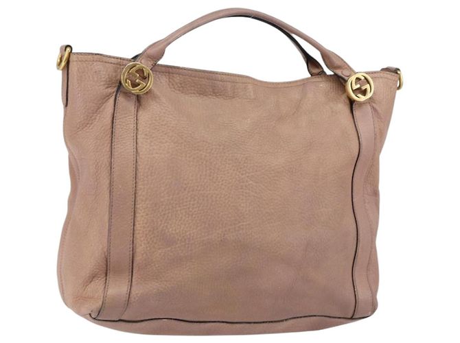 Bolsa de mão de couro rosa dourado GUCCI 323675 Auth ka258