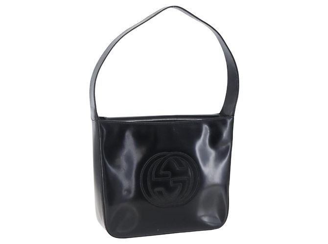 Borsa a Spalla GUCCI Soho Smalto Nero Auth 147072