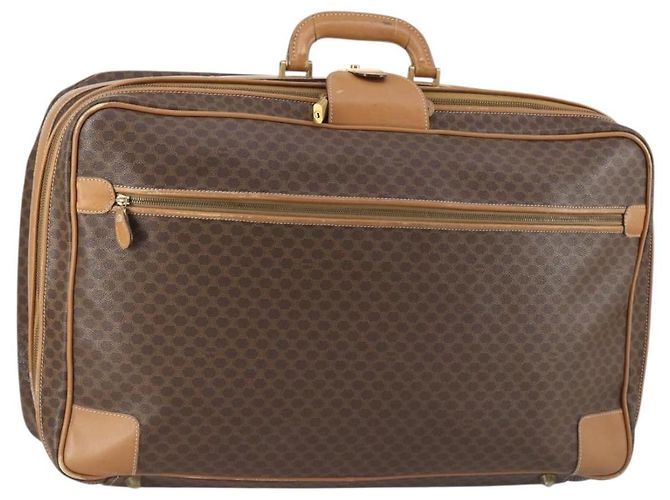 Céline Bolsa Boston em lona Macadam CELINE PVC marrom dourado Auth bs31028